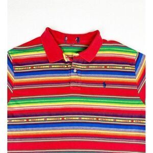 Vintage 90s Ralph Lauren Polo Stripe Shirt Stripe Red Blue Green Golf